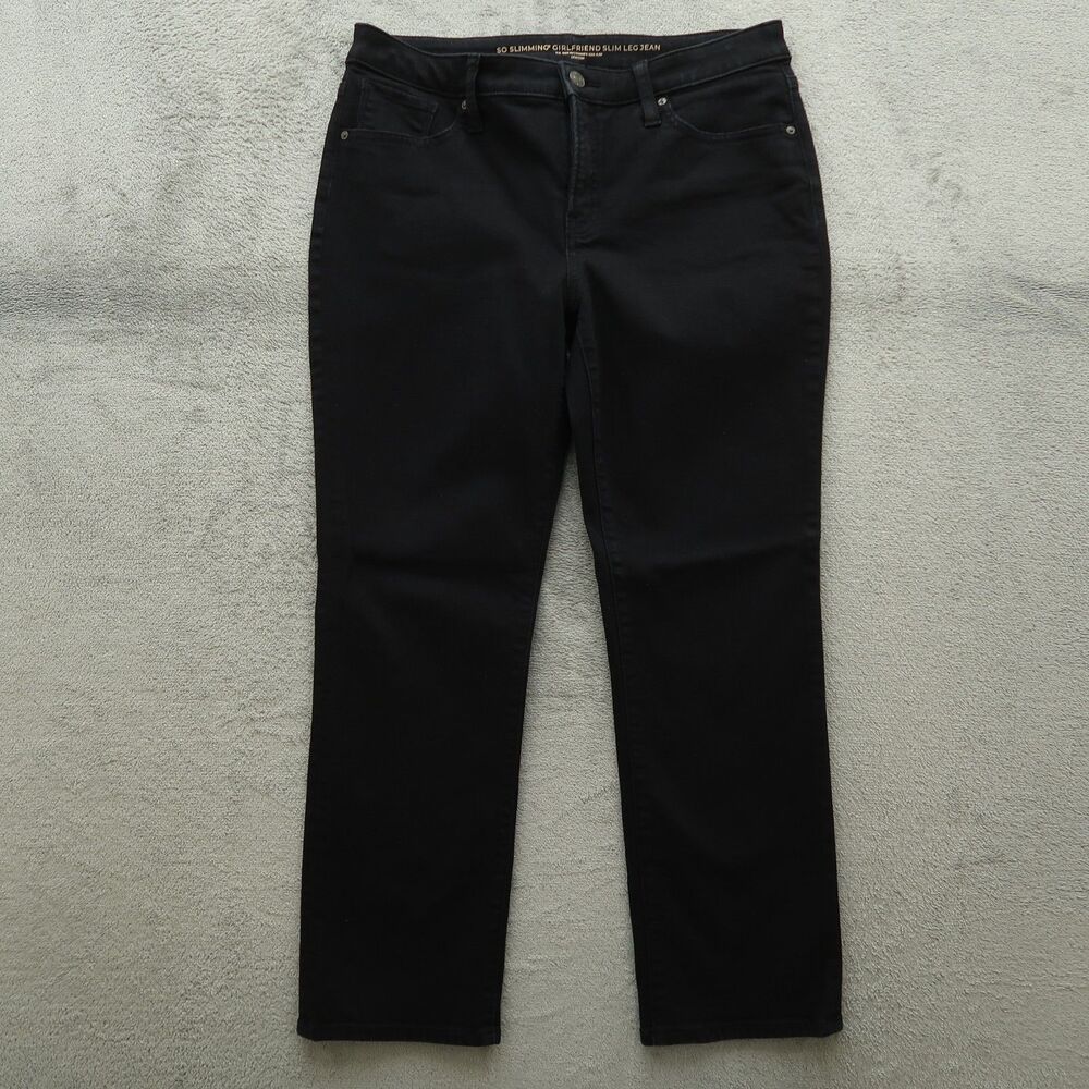 Chico's Jeans Womens 0.5P US-6P Black Mid-Rise Girlfriend Slim Leg 26" Inseam